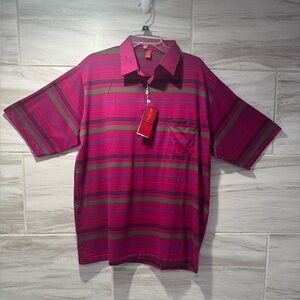 Men’s Cross Creek Polo NWT Size XL Pink Striped